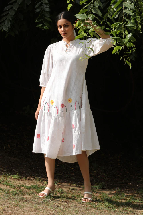 Bebaak Pina Colada Handpainted & Handwoven Dress - Image 3