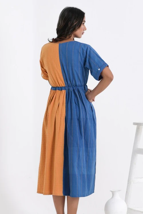 Bebaak Serena Color Block Pure Cotton Hand Embroidered Dress - Image 5