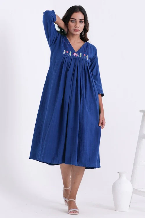Bebaak Shama Flowy Pure Cotton Hand Embroidered Dress