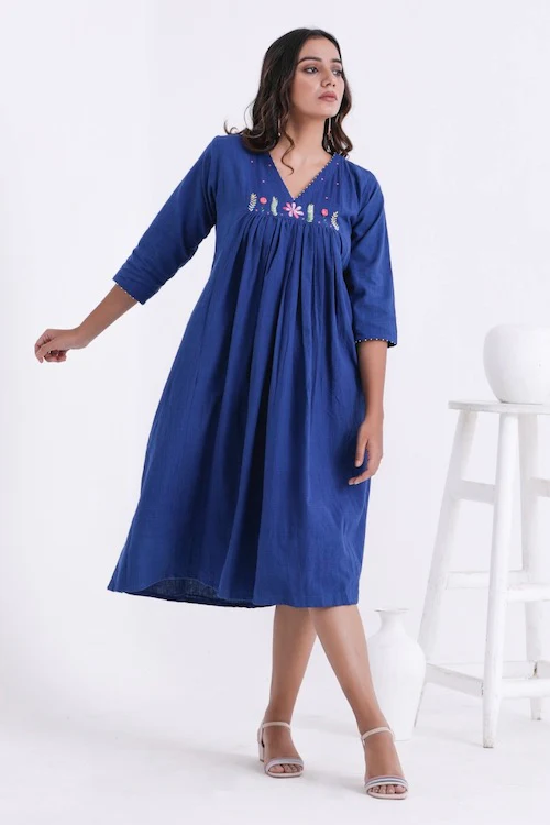 Bebaak Shama Flowy Pure Cotton Hand Embroidered Dress - Image 2