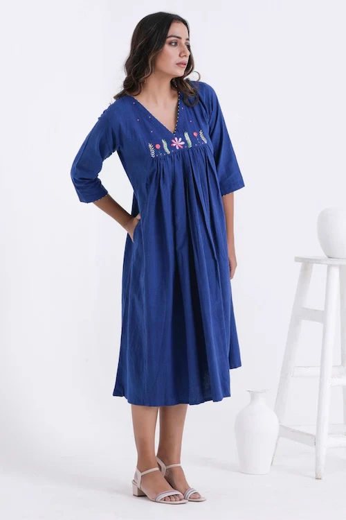 Bebaak Shama Flowy Pure Cotton Hand Embroidered Dress - Image 3