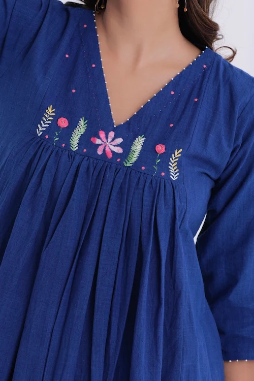 Bebaak Shama Flowy Pure Cotton Hand Embroidered Dress - Image 4