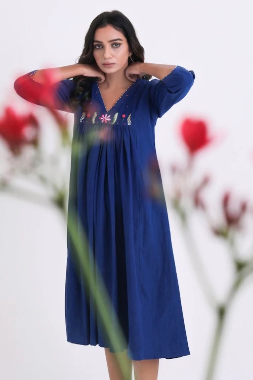 Bebaak Shama Flowy Pure Cotton Hand Embroidered Dress - Image 5