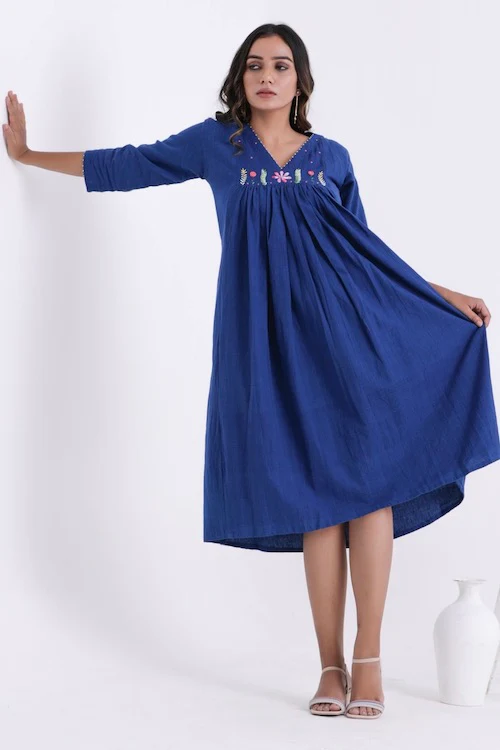 Bebaak Shama Flowy Pure Cotton Hand Embroidered Dress - Image 7