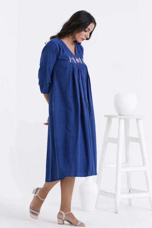 Bebaak Shama Flowy Pure Cotton Hand Embroidered Dress - Image 8