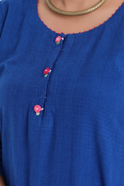 Bebaak Shama Rose Pure Cotton Hand Embroidered Kurta Set - Image 4