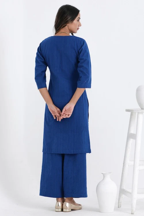 Bebaak Shama Rose Pure Cotton Hand Embroidered Kurta Set - Image 7