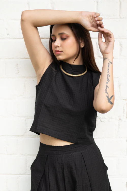Bebaak Top Palazzo Hand Embroidered Black Co-Ord - Image 2
