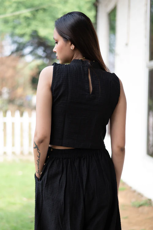 Bebaak Top Palazzo Hand Embroidered Black Co-Ord - Image 4