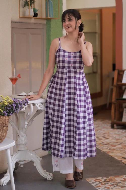 Bebaak Violet Heart Embroidered Handwoven Tunic Set - Image 3