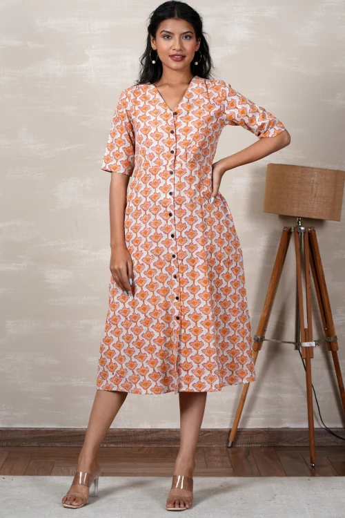 Sooti Syahi Belle Hand Block Printed Dress