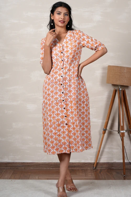Sooti Syahi Belle Hand Block Printed Dress - Image 7