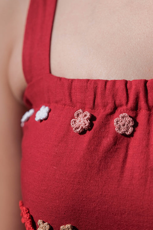 Okhai 'Bird Song' Pure Cotton Hand Embroidered Sleeveless Dress - Image 7