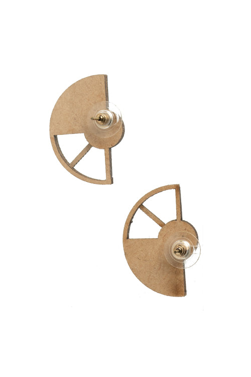 Whe Black Geometrical Repurposed Fabric and wood earring - Image 6