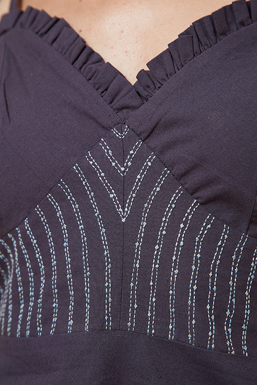 Okhai 'Black Pearl' Pure Cotton Hand Embroidered Dress - Image 6