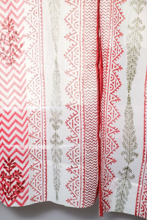 Sooti Syahi Blast Colour Red Hand Block Printed Window Curtain - Image 3