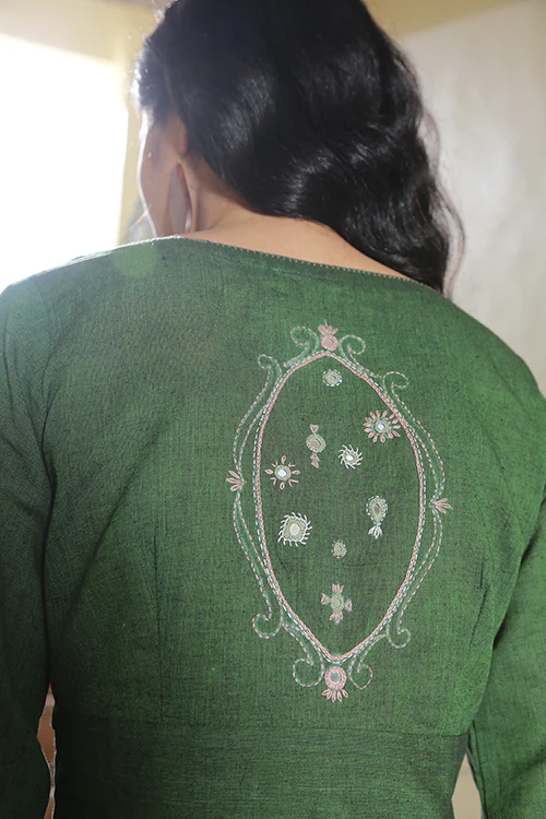 Okhai 'Blithsome' Hand Embroidered Mirror Work Cotton Short Top - Image 4