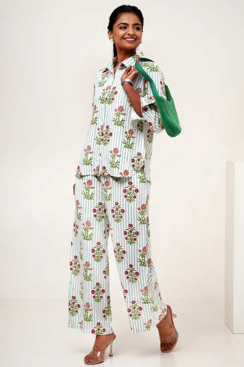 Sooti Syahi Bloom Cascade Hand Block Printed Co-Ord Set - Image 7