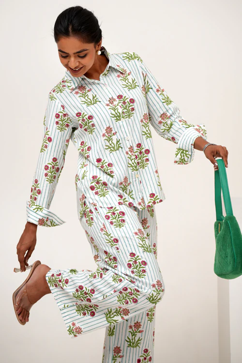 Sooti Syahi Bloom Cascade Hand Block Printed Co-Ord Set - Image 8