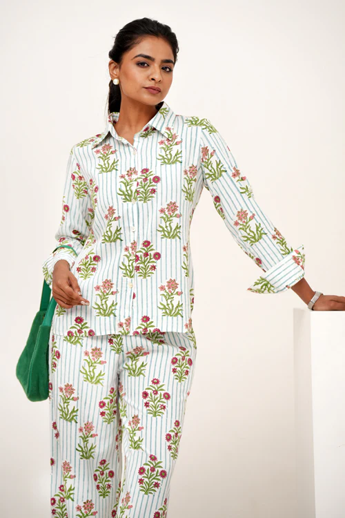 Sooti Syahi Bloom Cascade Hand Block Printed Co-Ord Set - Image 9
