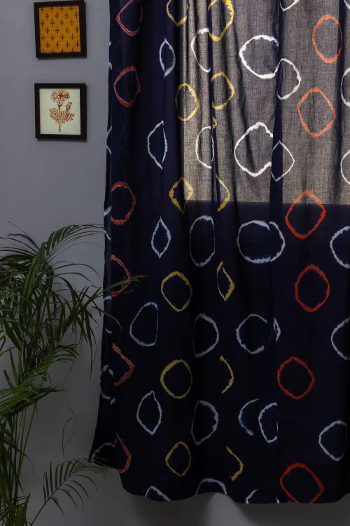 Sooti Syahi Blue Flax Hand Block Printed Door Curtain - Image 2