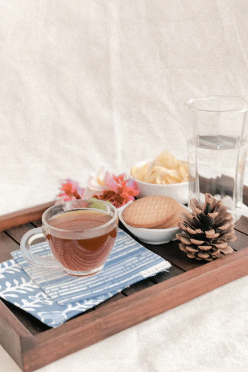 Blue Leaf Cloth Coasters By Ekatra - Set Of 6 X 3 - Image 3
