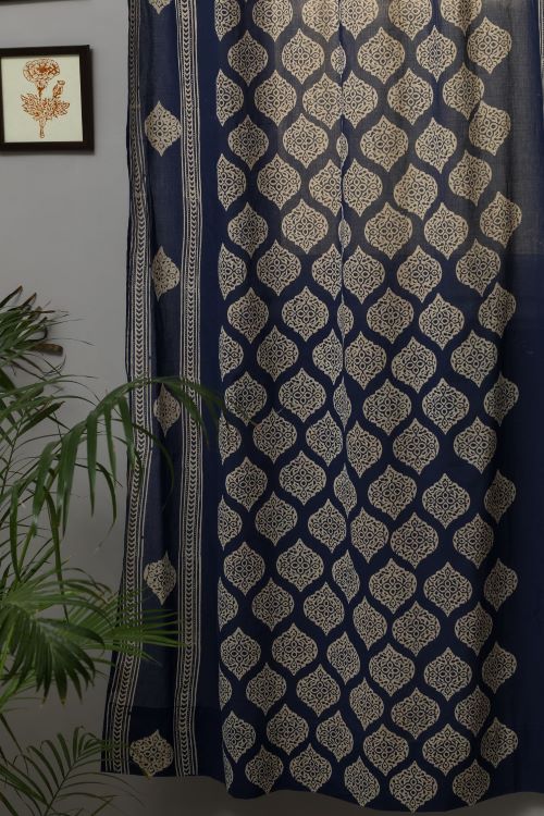 Sooti Syahi Bluestars Hand Block Printed Door Curtain - Image 3