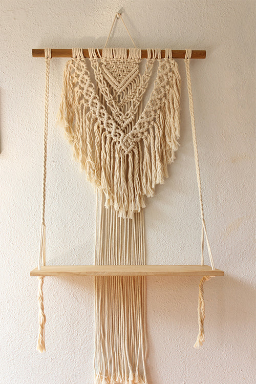 House of Macrame Boho Single Shelf Wall Hanging - Image 4