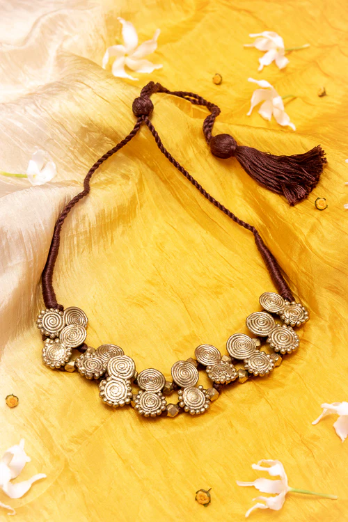 Brass Thread Choker Necklace D84 - Image 3