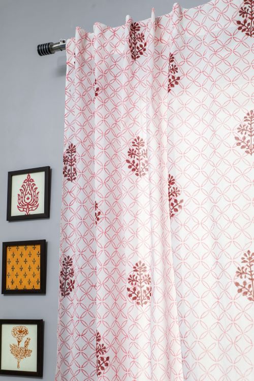 Sooti Syahi Bunz’S Red Bangles Hand Block Printed Window Curtain - Image 3