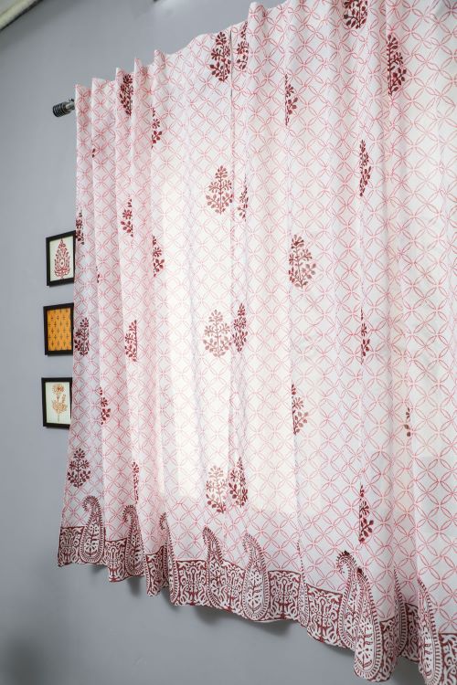 Sooti Syahi Bunz’S Red Bangles Hand Block Printed Window Curtain - Image 4