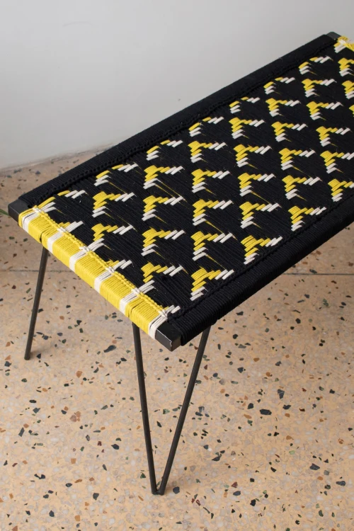 Sirohi Busy Bee Recycled Cotton Metal Bench - Image 2