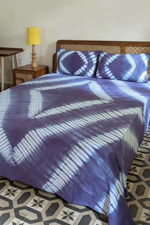Okhai 'Bleu' Pure Cotton Tie-Dye Bed Cover