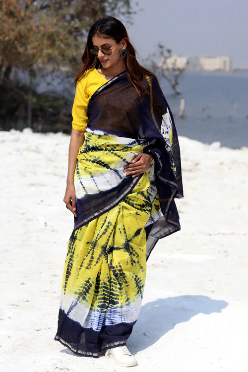 Sooti Syahi "Buzzing Panther" Bandhni Chanderi Saree - Image 3
