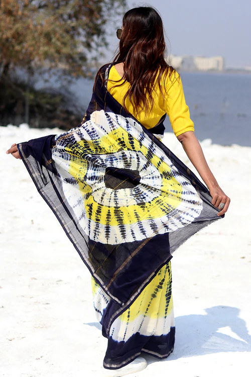 Sooti Syahi "Buzzing Panther" Bandhni Chanderi Saree - Image 4