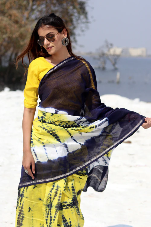 Sooti Syahi "Buzzing Panther" Bandhni Chanderi Saree - Image 5