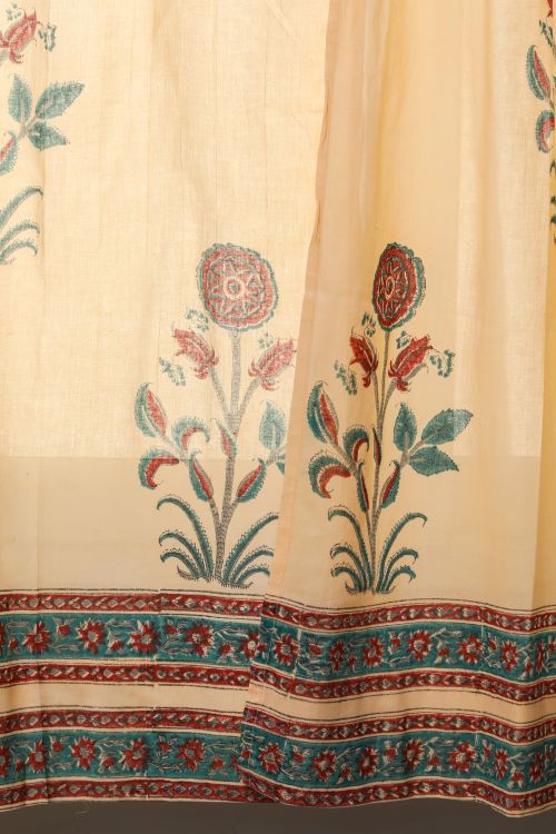 Sooti Syahi Calendula Red Hand Block Printed Window Curtain - Image 4