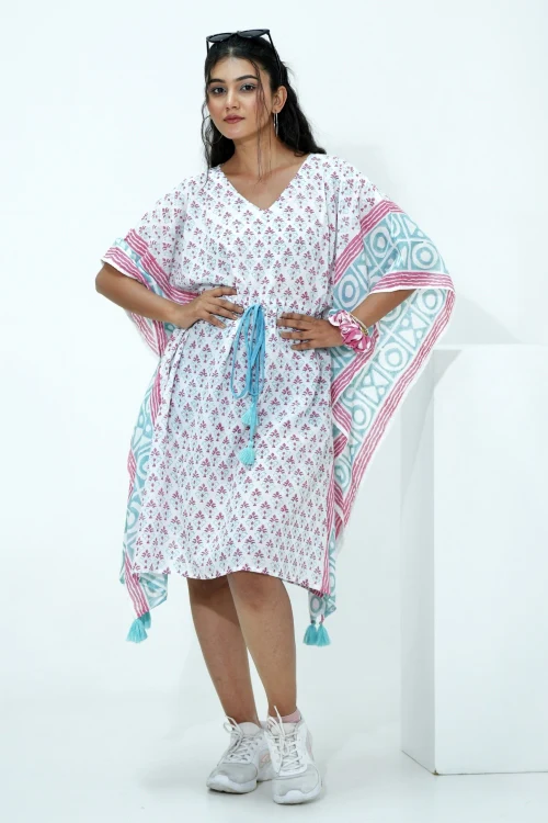 Sooti Syahi Candy Corn Hand Block Printed Kaftan - Image 3