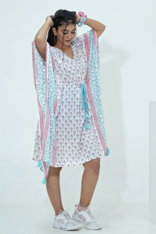 Sooti Syahi Candy Corn Hand Block Printed Kaftan - Image 4