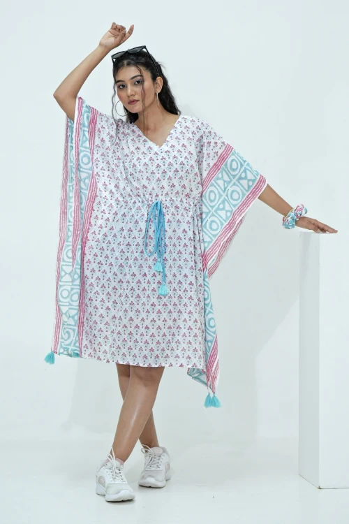 Sooti Syahi Candy Corn Hand Block Printed Kaftan - Image 6