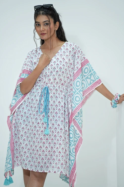 Sooti Syahi Candy Corn Hand Block Printed Kaftan - Image 7