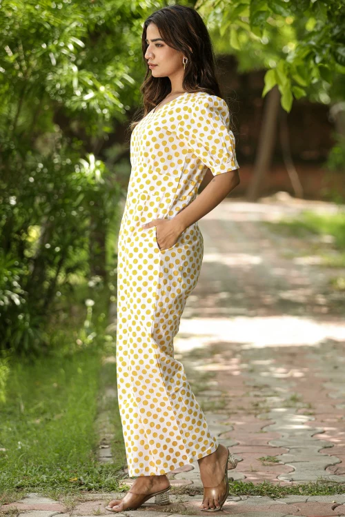 Sooti Syahi Cape Gooseberries Hand Block Printed Jumpsuit - Image 3