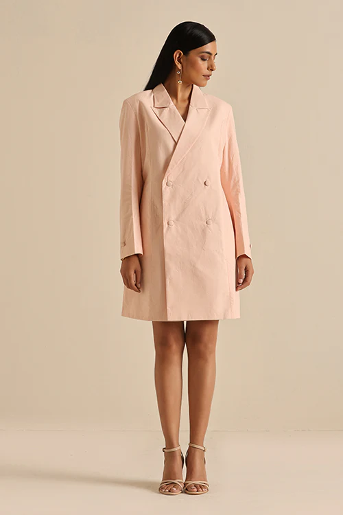 Okhai 'Captain' Pure Cotton Herbal Dyed Blazer Dress - Image 4