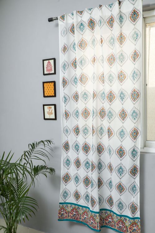 Sooti Syahi Carved Ornaments?Hand Block Printed Door Curtain - Image 4