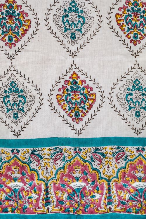 Sooti Syahi Carved Ornaments? Hand Block Printed Window Curtain - Image 3