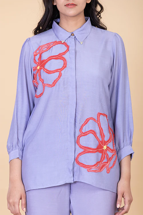Chambray & Co.'S Azra Applique Vegan Silk Coord Set - Image 2