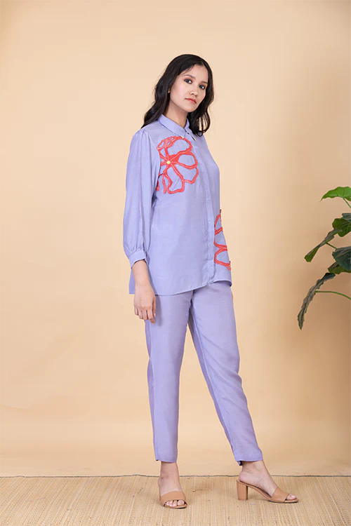 Chambray & Co.'S Azra Applique Vegan Silk Coord Set - Image 3