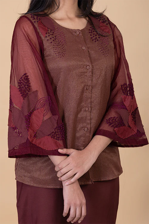 Chambray & Co.'S Daliah Applique Vegan Silk Coord Set - Image 5