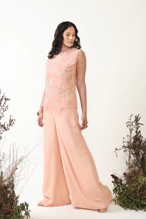 Chambray & Co.'S Gaia Resham Thread Emboirdered  Silk Coord Set - Image 4