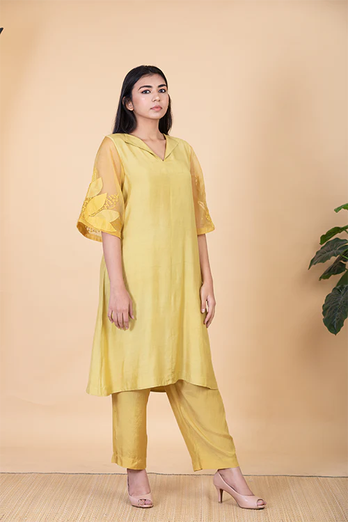 Chambray & Co.'S Kaashvi Applique Vegan Silk Coord Set